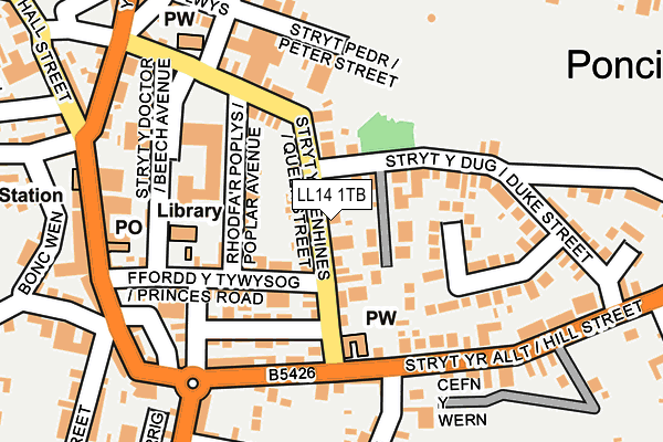 LL14 1TB map - OS OpenMap – Local (Ordnance Survey)