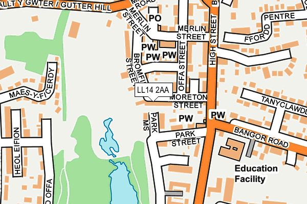 LL14 2AA map - OS OpenMap – Local (Ordnance Survey)