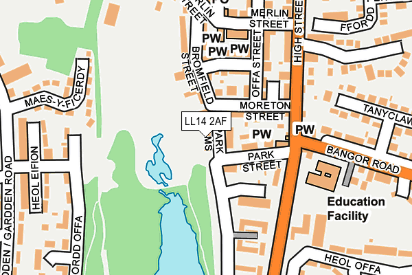 LL14 2AF map - OS OpenMap – Local (Ordnance Survey)