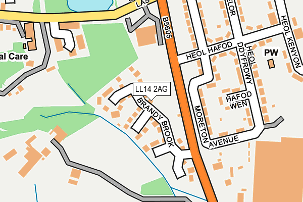 LL14 2AG map - OS OpenMap – Local (Ordnance Survey)