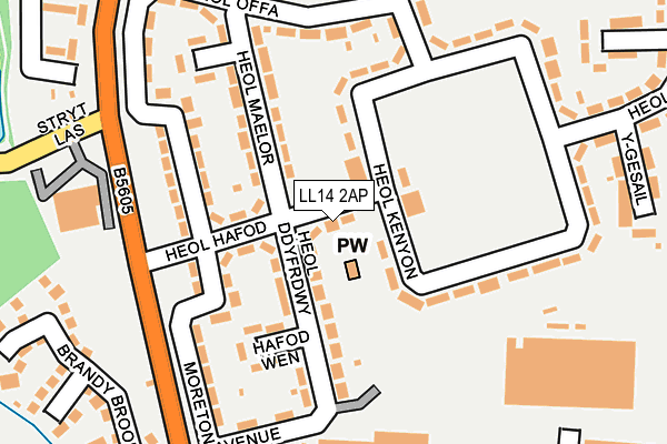 LL14 2AP map - OS OpenMap – Local (Ordnance Survey)
