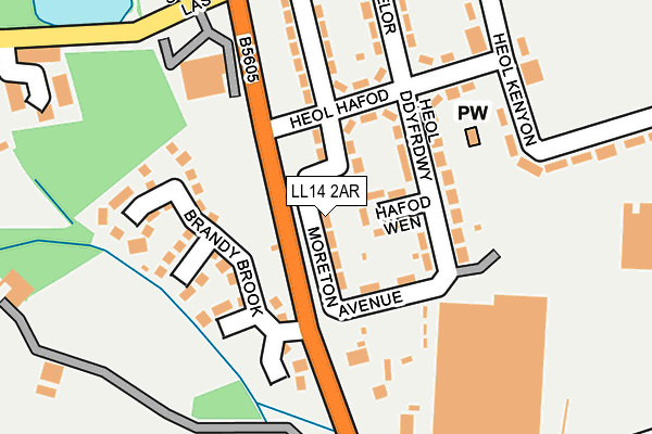 LL14 2AR map - OS OpenMap – Local (Ordnance Survey)