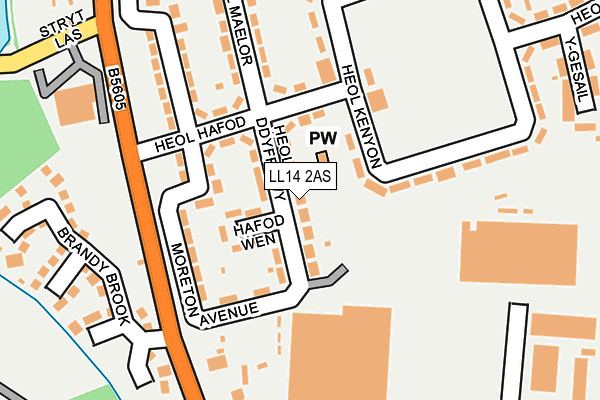 LL14 2AS map - OS OpenMap – Local (Ordnance Survey)
