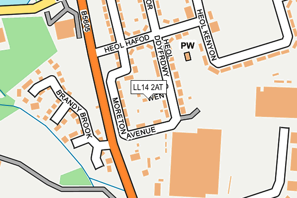 LL14 2AT map - OS OpenMap – Local (Ordnance Survey)