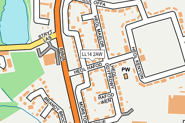 LL14 2AW map - OS OpenMap – Local (Ordnance Survey)