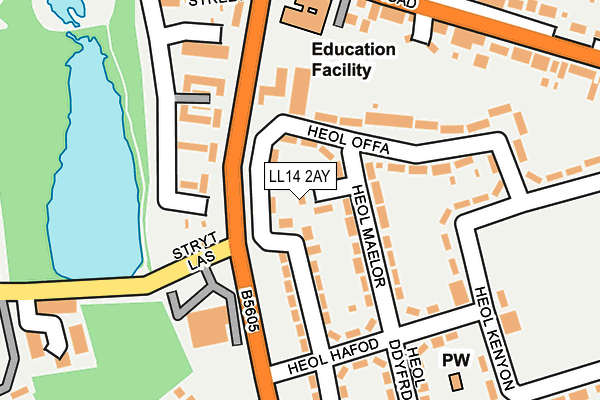 LL14 2AY map - OS OpenMap – Local (Ordnance Survey)