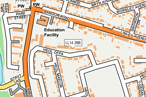 LL14 2BB map - OS OpenMap – Local (Ordnance Survey)