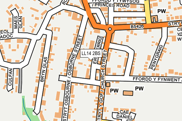 LL14 2BS map - OS OpenMap – Local (Ordnance Survey)