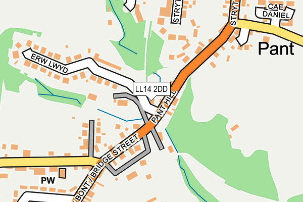 LL14 2DD map - OS OpenMap – Local (Ordnance Survey)