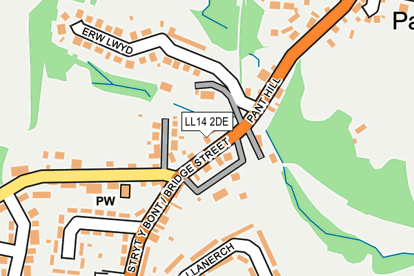 LL14 2DE map - OS OpenMap – Local (Ordnance Survey)