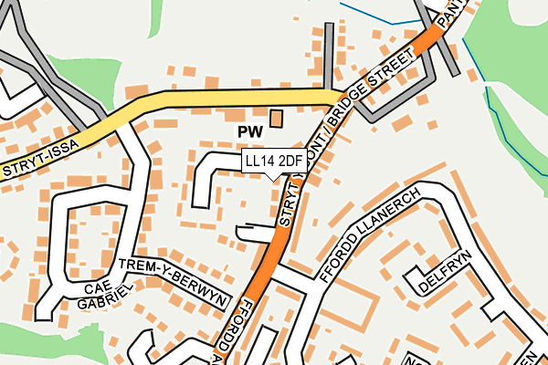 LL14 2DF map - OS OpenMap – Local (Ordnance Survey)