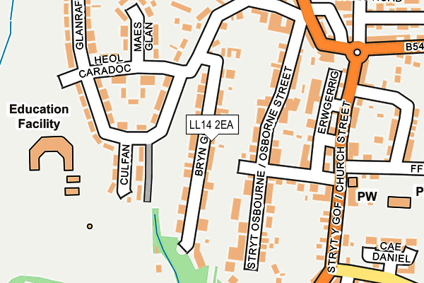 LL14 2EA map - OS OpenMap – Local (Ordnance Survey)