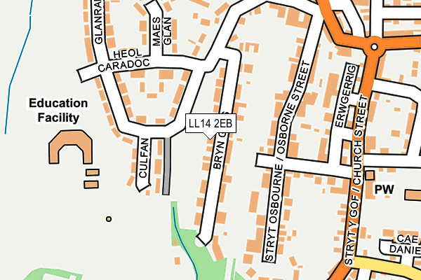 LL14 2EB map - OS OpenMap – Local (Ordnance Survey)