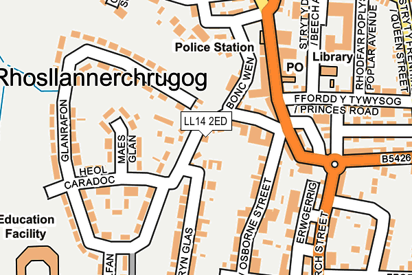 LL14 2ED map - OS OpenMap – Local (Ordnance Survey)