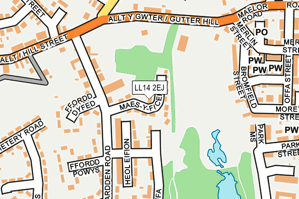 LL14 2EJ map - OS OpenMap – Local (Ordnance Survey)