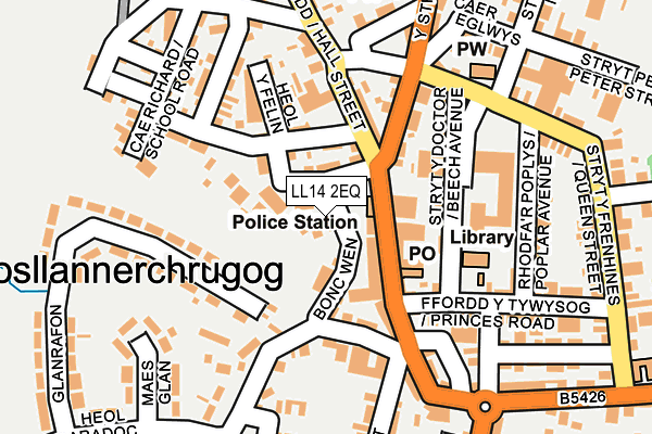 LL14 2EQ map - OS OpenMap – Local (Ordnance Survey)