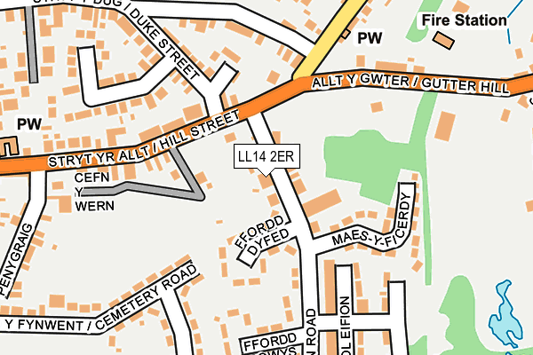 LL14 2ER map - OS OpenMap – Local (Ordnance Survey)