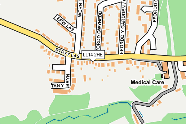 LL14 2HE map - OS OpenMap – Local (Ordnance Survey)