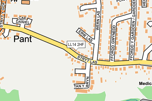 LL14 2HF map - OS OpenMap – Local (Ordnance Survey)