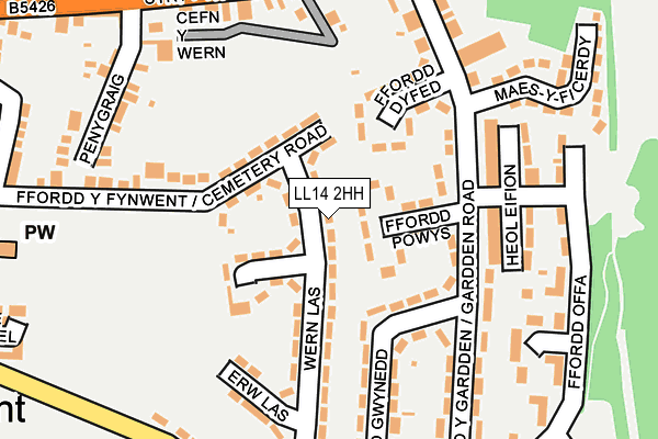 LL14 2HH map - OS OpenMap – Local (Ordnance Survey)