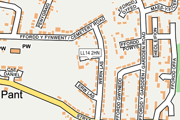 LL14 2HN map - OS OpenMap – Local (Ordnance Survey)