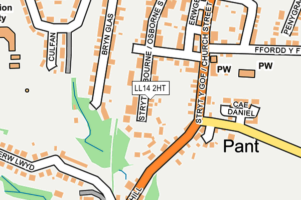 LL14 2HT map - OS OpenMap – Local (Ordnance Survey)