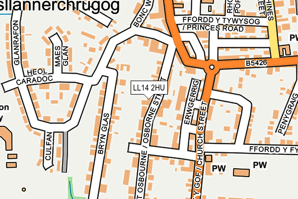 LL14 2HU map - OS OpenMap – Local (Ordnance Survey)