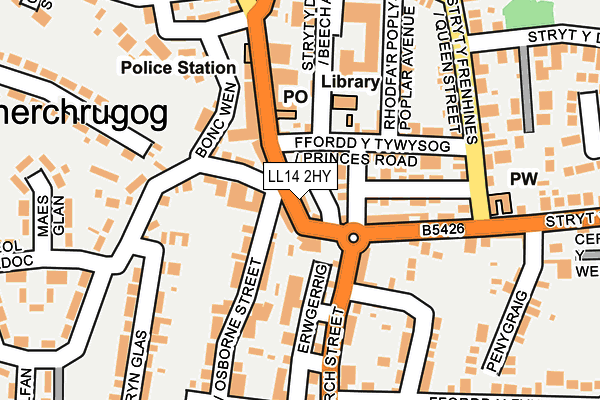 LL14 2HY map - OS OpenMap – Local (Ordnance Survey)
