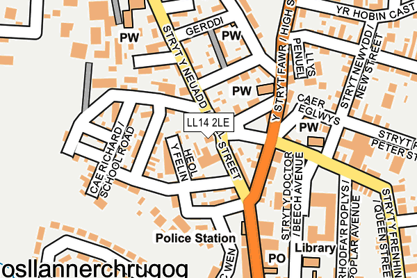 LL14 2LE map - OS OpenMap – Local (Ordnance Survey)