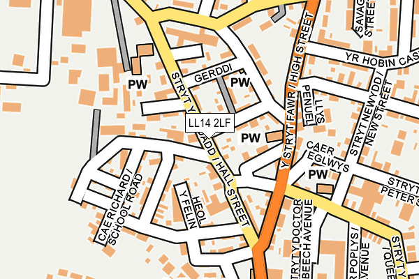 LL14 2LF map - OS OpenMap – Local (Ordnance Survey)