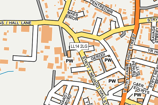 LL14 2LG map - OS OpenMap – Local (Ordnance Survey)