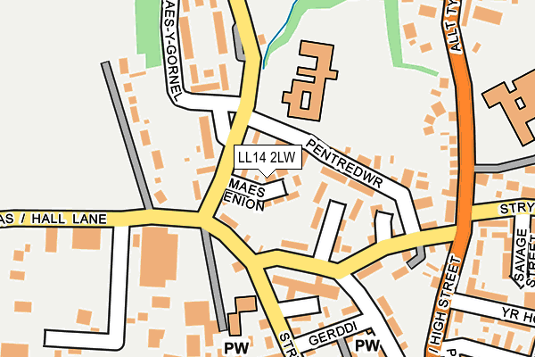 LL14 2LW map - OS OpenMap – Local (Ordnance Survey)