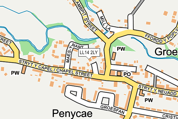 LL14 2LY map - OS OpenMap – Local (Ordnance Survey)