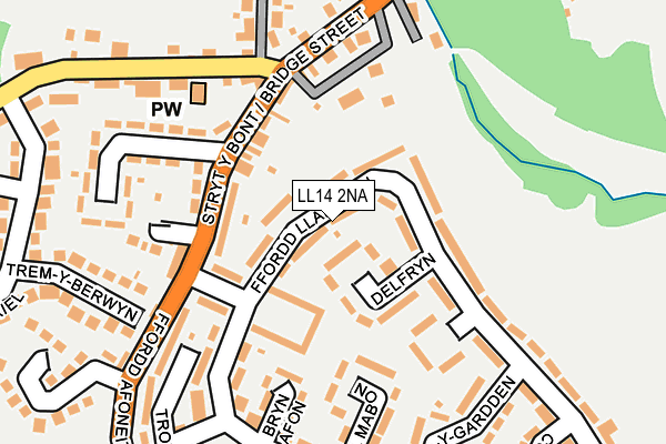 LL14 2NA map - OS OpenMap – Local (Ordnance Survey)
