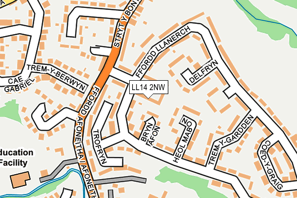 LL14 2NW map - OS OpenMap – Local (Ordnance Survey)