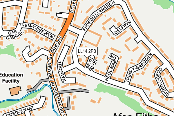 LL14 2PB map - OS OpenMap – Local (Ordnance Survey)
