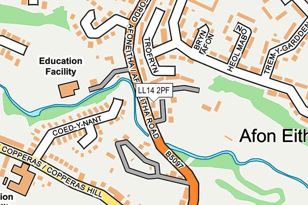 LL14 2PF map - OS OpenMap – Local (Ordnance Survey)