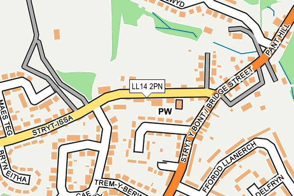 LL14 2PN map - OS OpenMap – Local (Ordnance Survey)