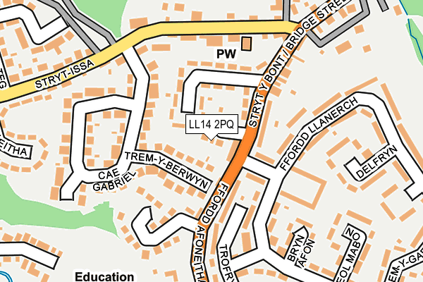 LL14 2PQ map - OS OpenMap – Local (Ordnance Survey)