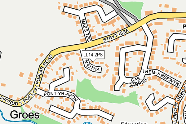 LL14 2PS map - OS OpenMap – Local (Ordnance Survey)