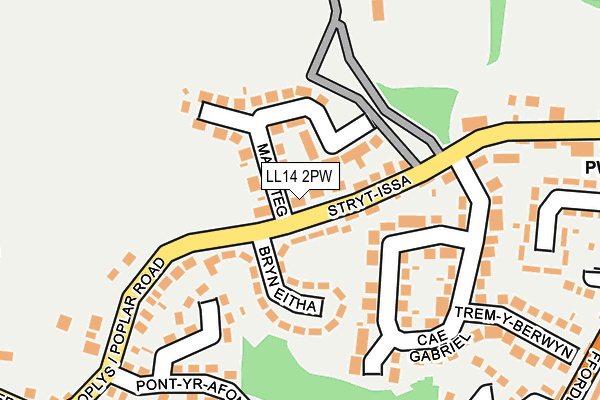 LL14 2PW map - OS OpenMap – Local (Ordnance Survey)