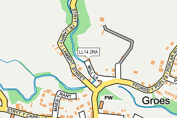 LL14 2RA map - OS OpenMap – Local (Ordnance Survey)