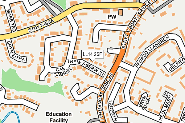 LL14 2SF map - OS OpenMap – Local (Ordnance Survey)