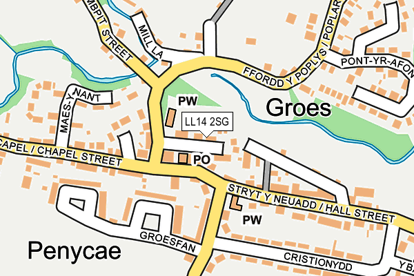 LL14 2SG map - OS OpenMap – Local (Ordnance Survey)