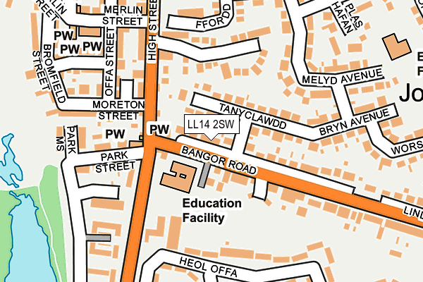 LL14 2SW map - OS OpenMap – Local (Ordnance Survey)