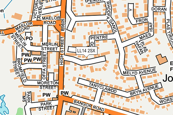 LL14 2SX map - OS OpenMap – Local (Ordnance Survey)