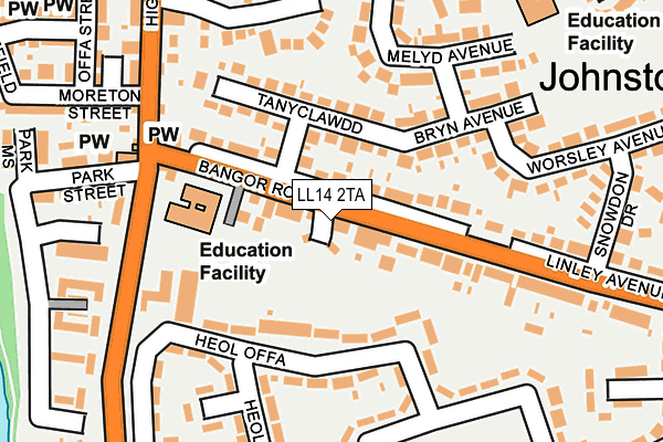 LL14 2TA map - OS OpenMap – Local (Ordnance Survey)