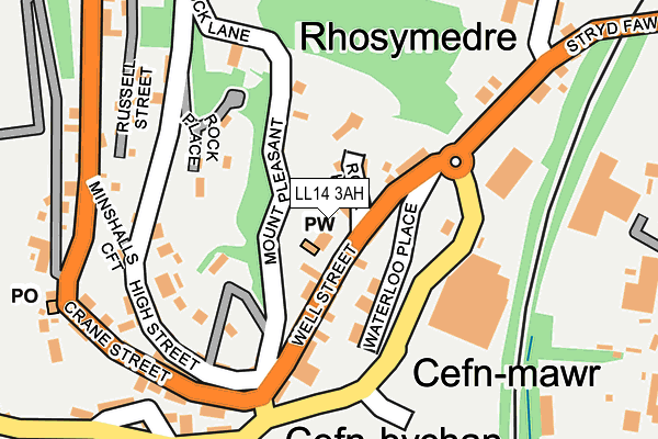 LL14 3AH map - OS OpenMap – Local (Ordnance Survey)