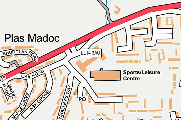 LL14 3AU map - OS OpenMap – Local (Ordnance Survey)