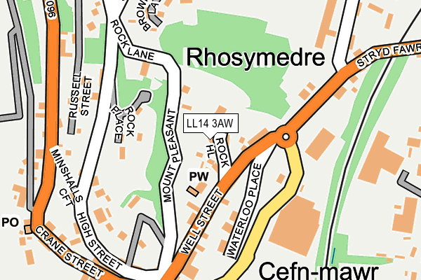 LL14 3AW map - OS OpenMap – Local (Ordnance Survey)